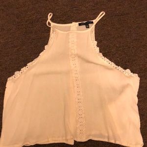 White crochet trim crop top
